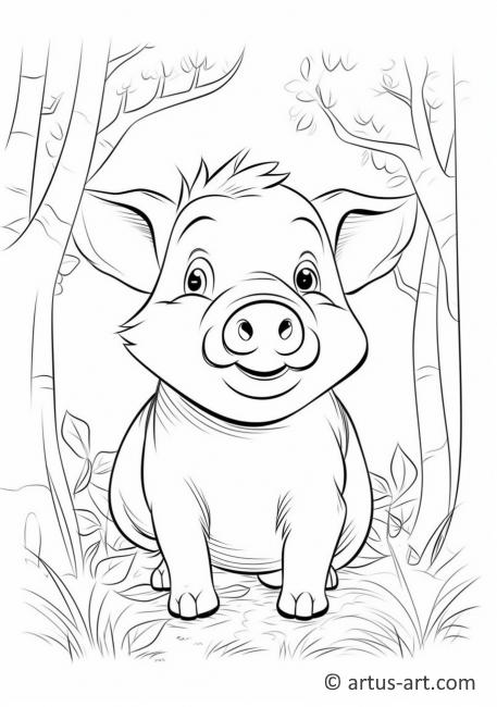 Page de coloriage mignonne de sanglier sauvage pour les enfants